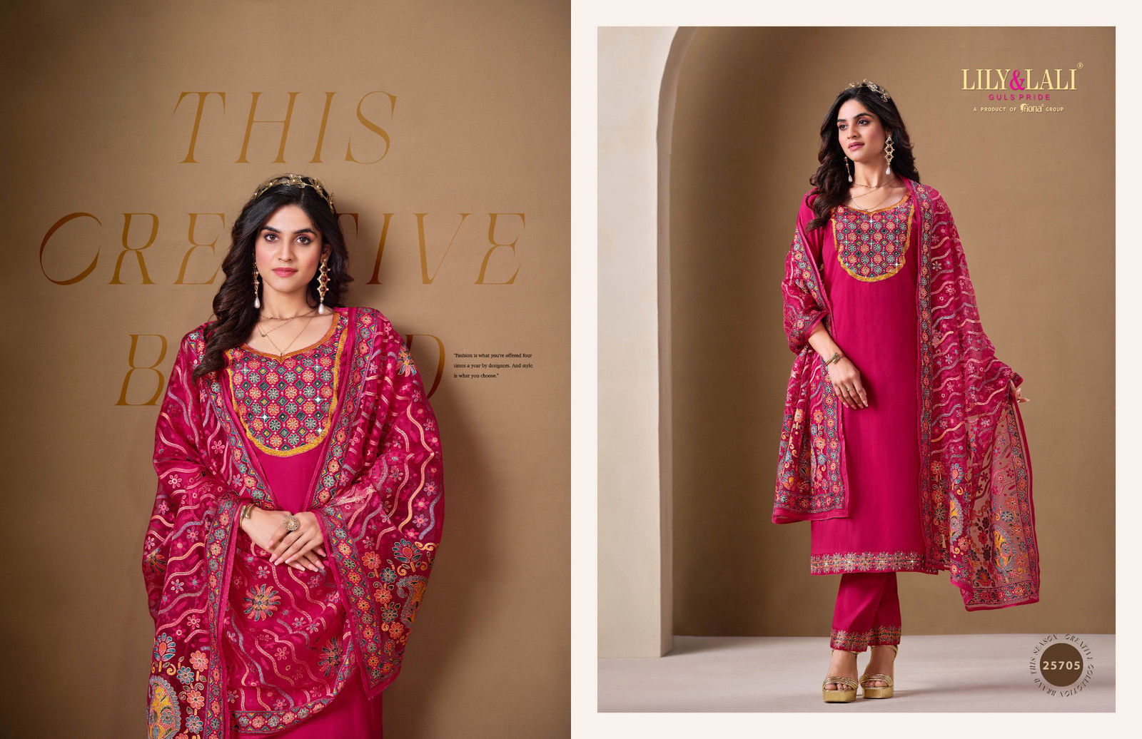 Lily And Lali Brasso Roman Silk Kurti Bottom With Dupatta Collection